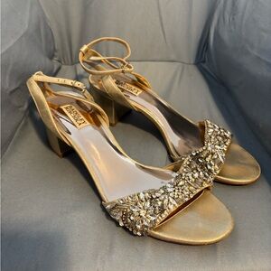 Badgley Mischka Gold Beaded Women's Wedding Sandals